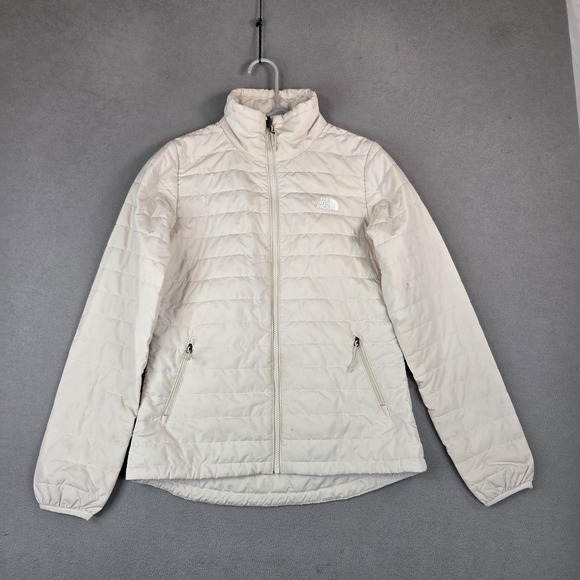 North Face Jacket Womens Small White Carto Triclimate Puffer Faint Stains - Picture 1 of 13